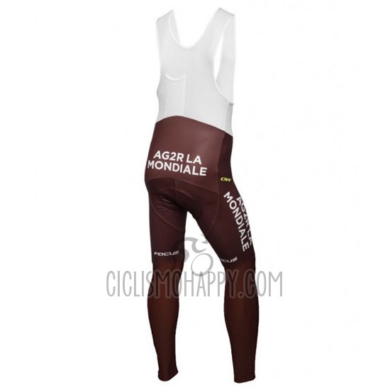 Ag2rla Cycling Jersey Bib Tight 2016 Long Sleeve White and Marron